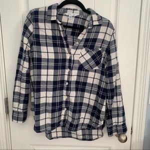 Blue and white flannel shirt